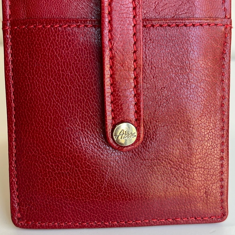 ABAS Red Genuine Leather Long Card Case - Picture 2 of 8